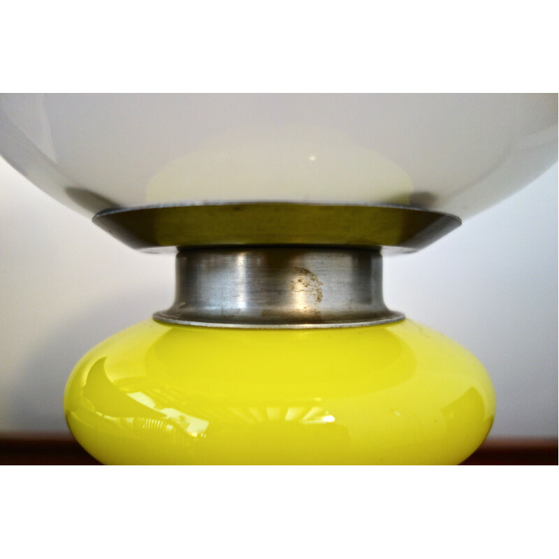 Vintage yellow lamp & white in Murano glass