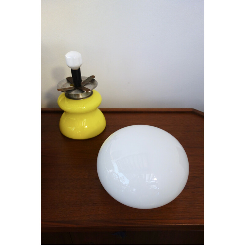 Vintage yellow lamp & white in Murano glass