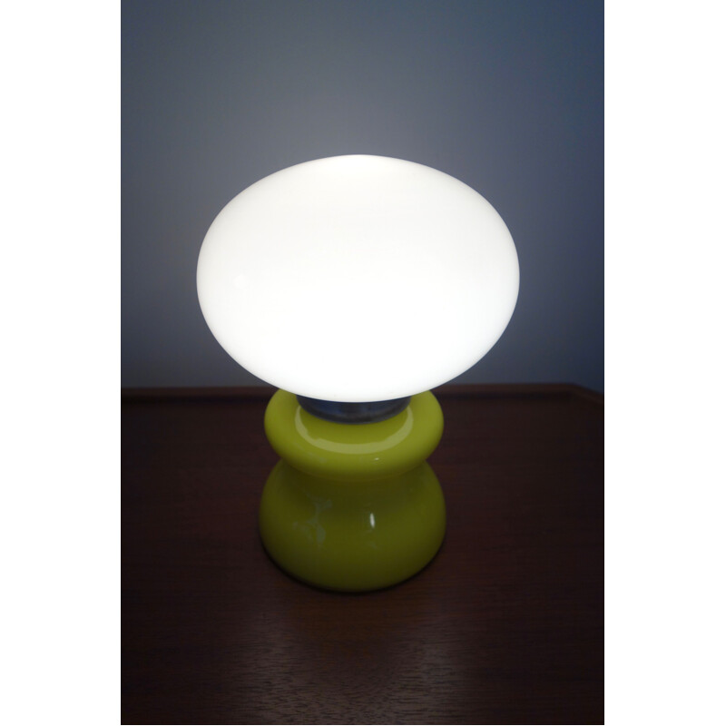 Vintage yellow lamp & white in Murano glass