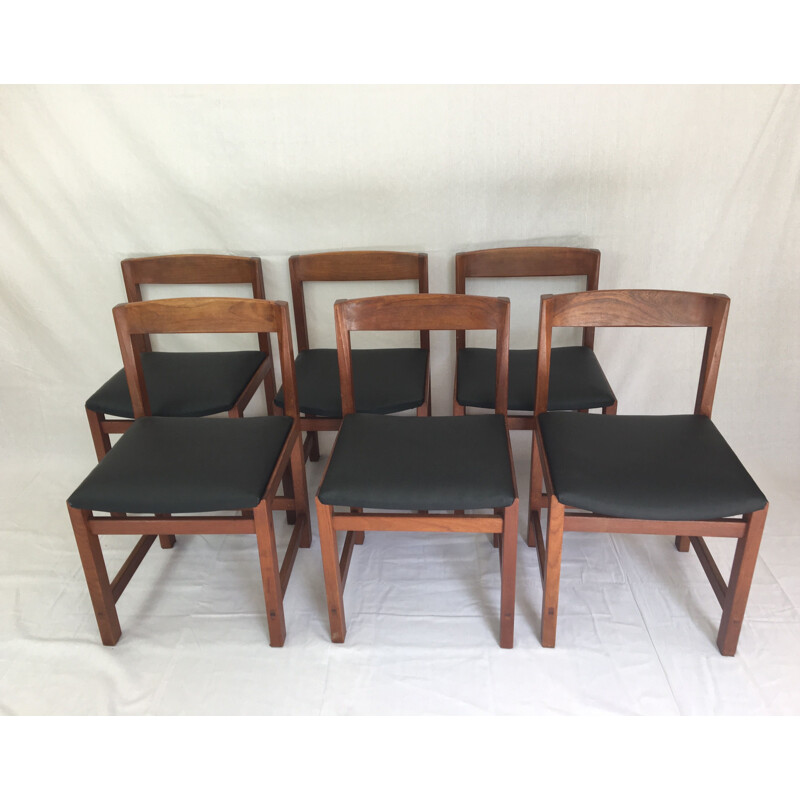 Suite de 6 chaises vintage scandinave en teck