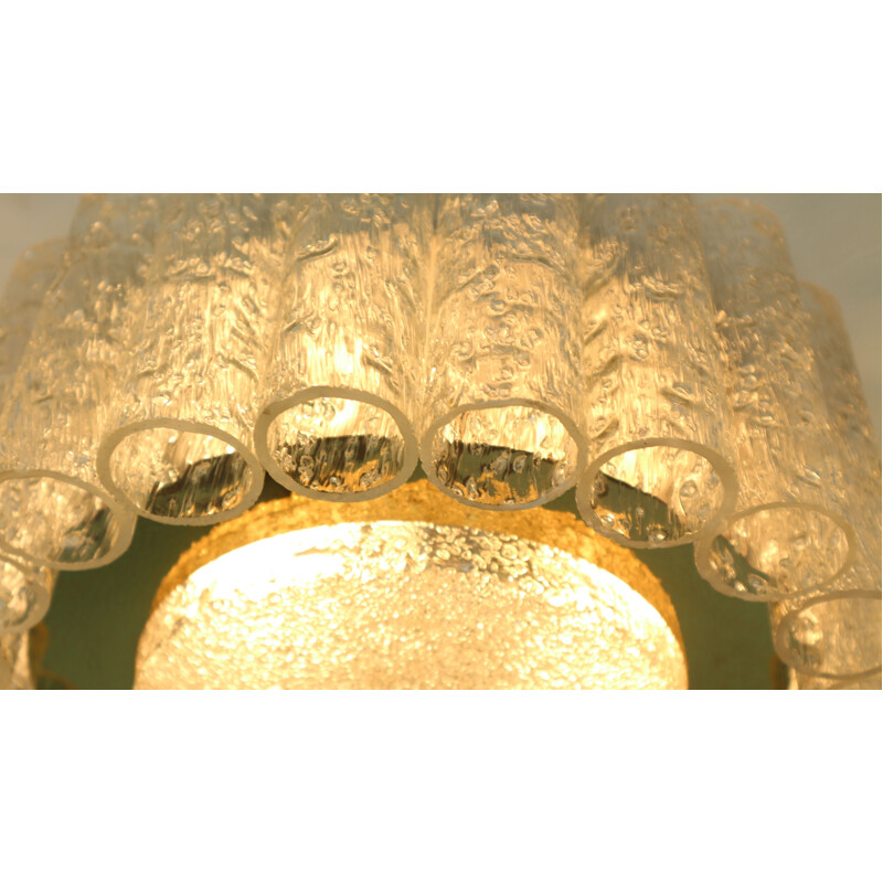 Vintage German ceiling light in Murano glass and brass by Doria