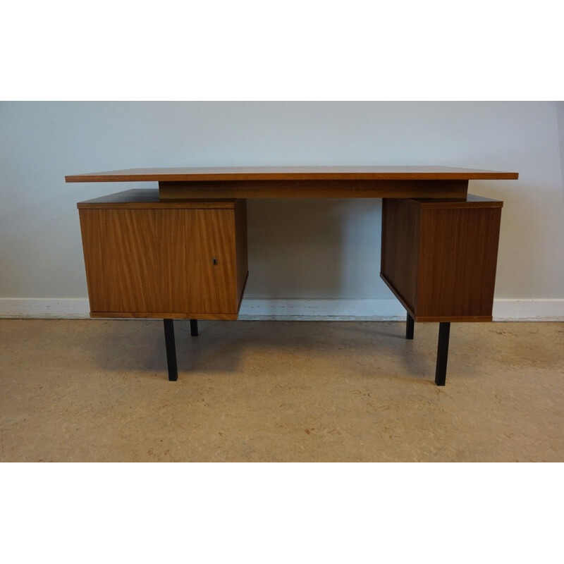 Vintage Dutch writing desk in teak and metal