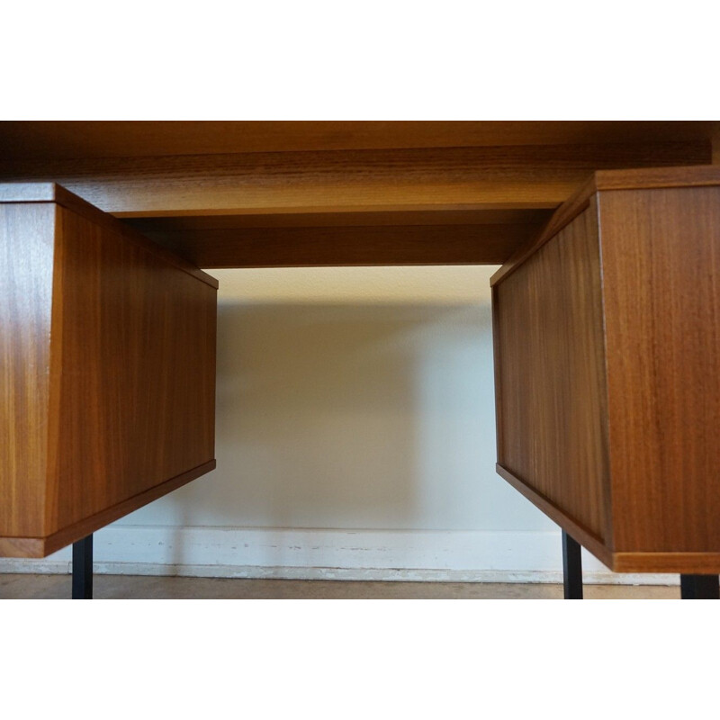 Vintage Dutch writing desk in teak and metal