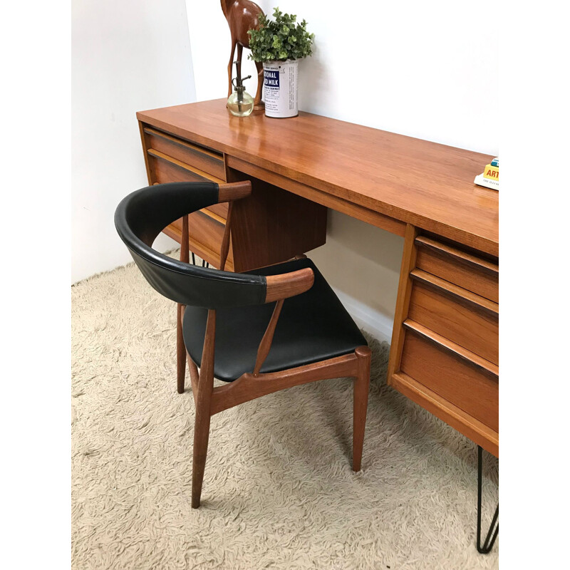 Vintage writing desk in teak with hairpin legs by Austinsuite