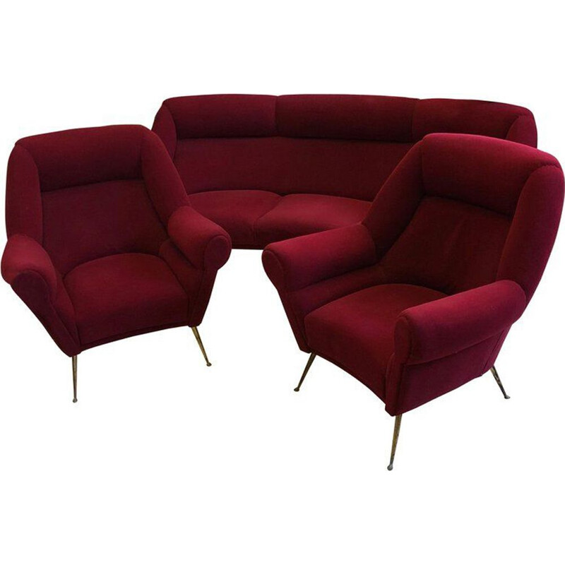 Vintage modern Italian living room set in velvet