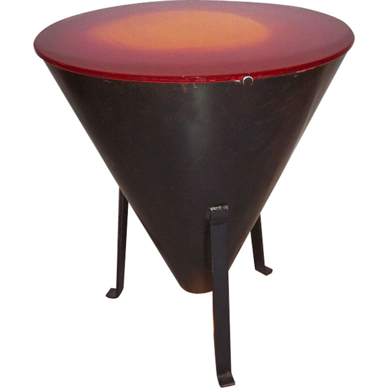 Vintage conical iron light table, 1970