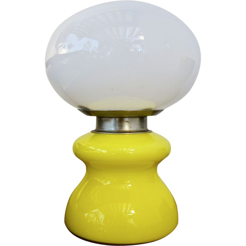 Vintage yellow lamp & white in Murano glass