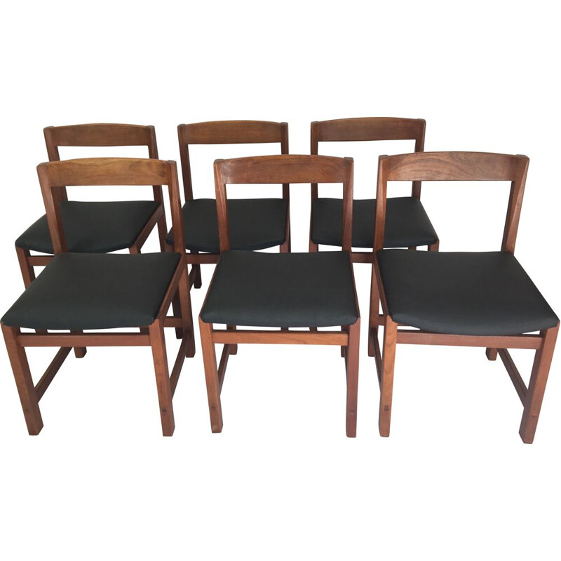 Suite de 6 chaises vintage scandinave en teck