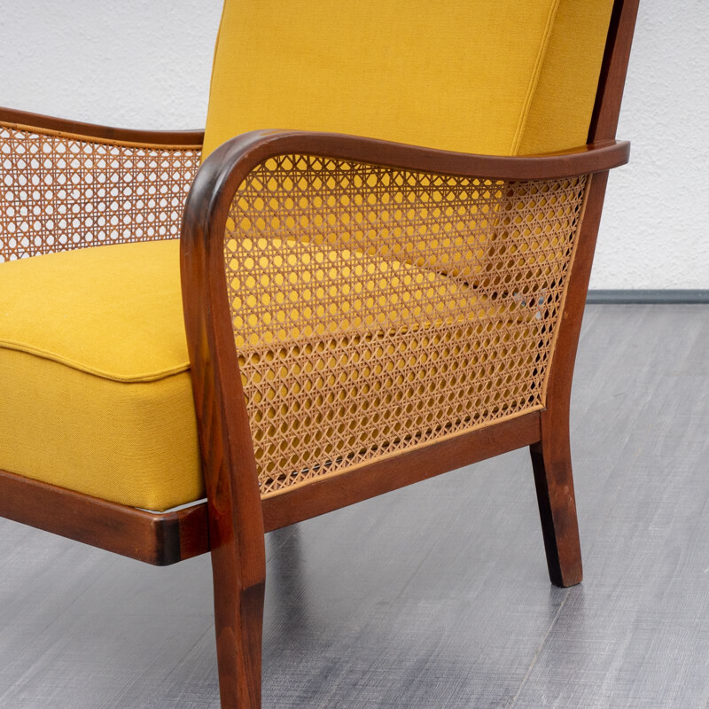 Vintage yellow armchair in beechwood