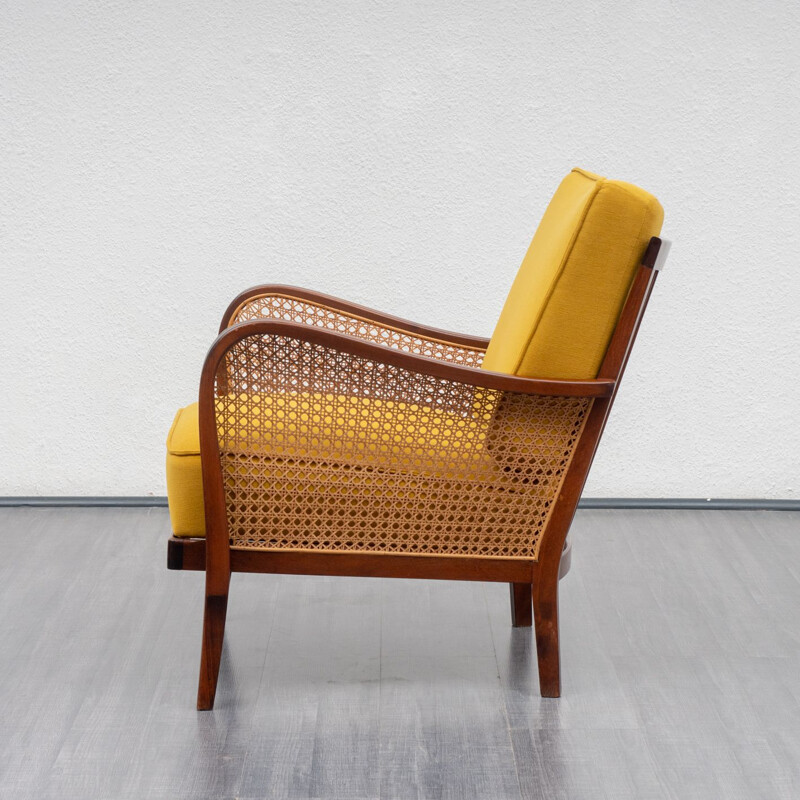 Vintage yellow armchair in beechwood