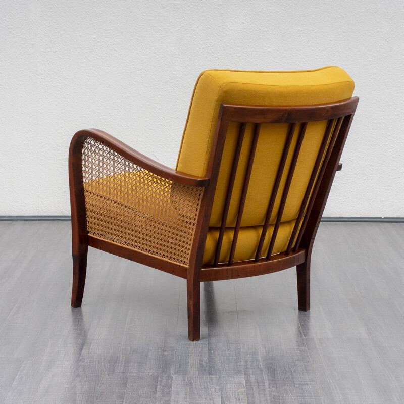 Vintage yellow armchair in beechwood