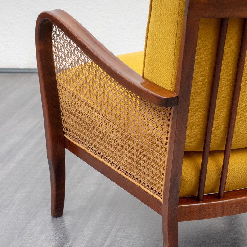 Vintage yellow armchair in beechwood