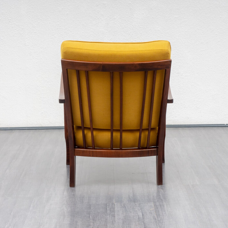 Vintage yellow armchair in beechwood