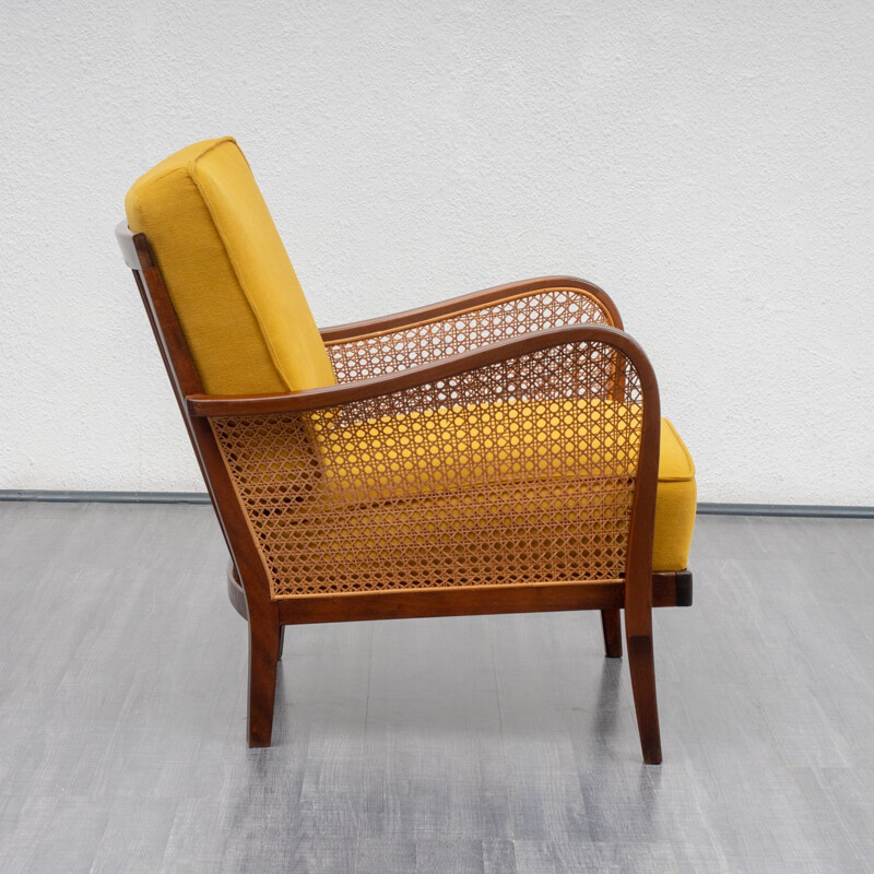 Vintage yellow armchair in beechwood