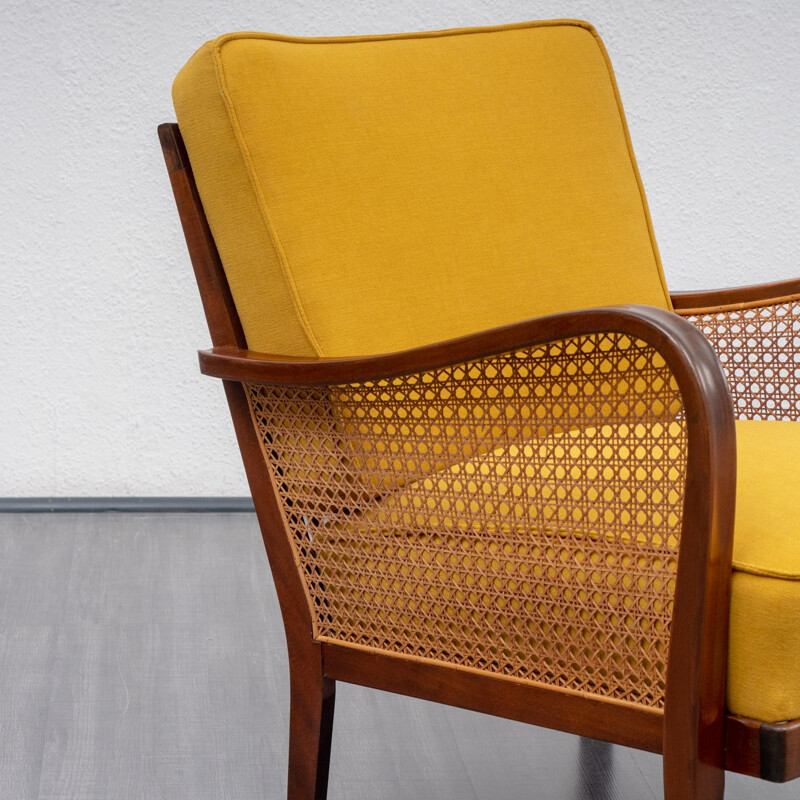 Vintage yellow armchair in beechwood