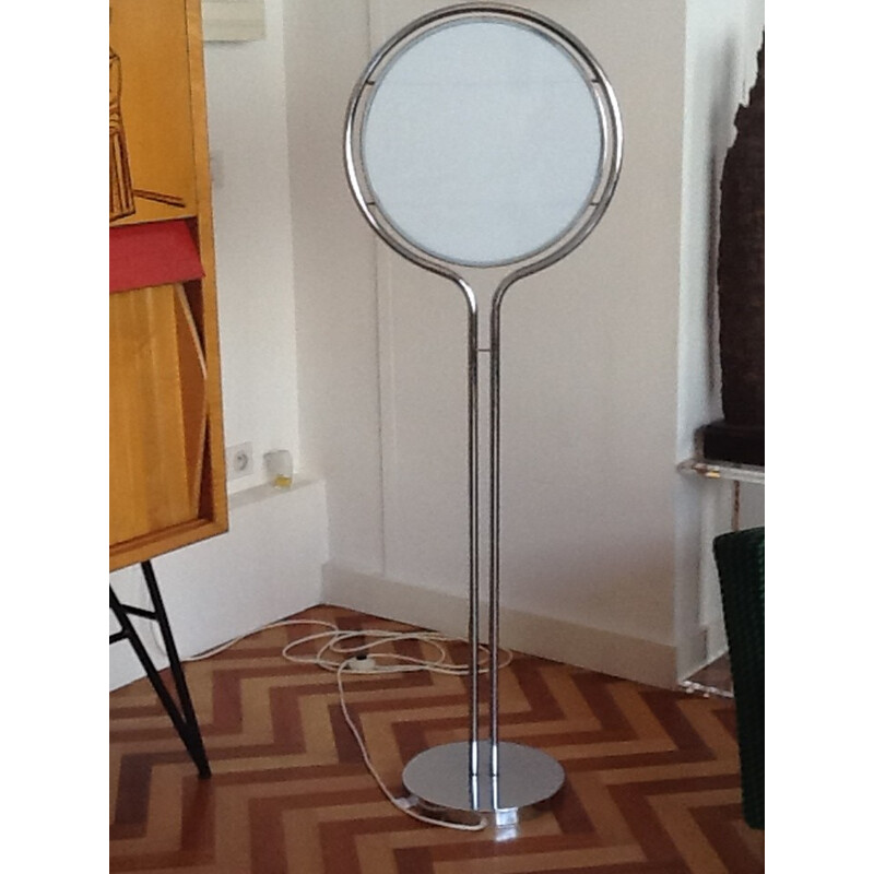 Floor lamp with white semi-sphere, GARRAULT-DELORD - 1971