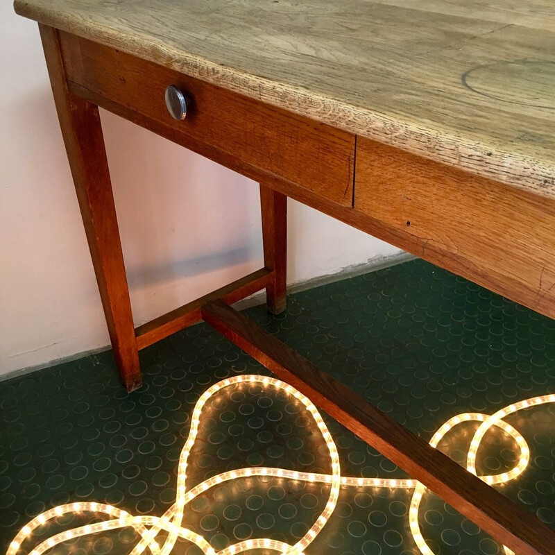 Vintage French table in solid oak