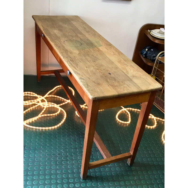 Vintage French table in solid oak