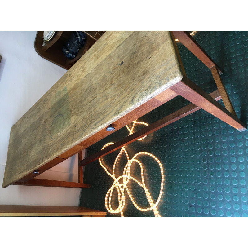 Vintage French table in solid oak