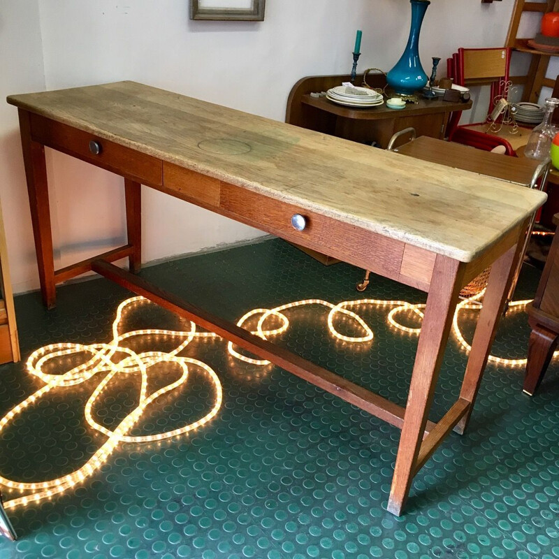 Vintage French table in solid oak