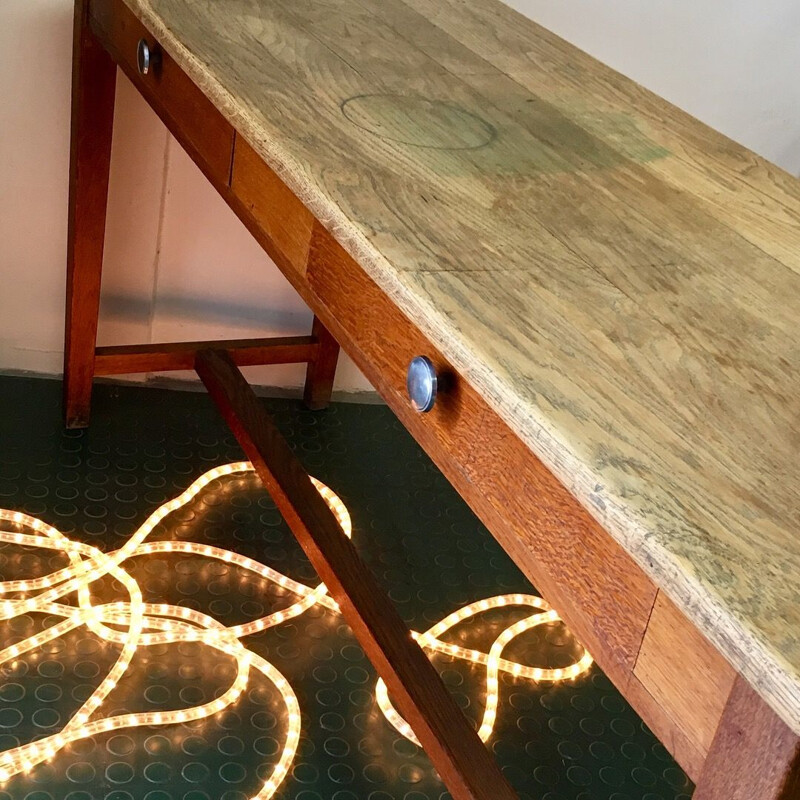 Vintage French table in solid oak