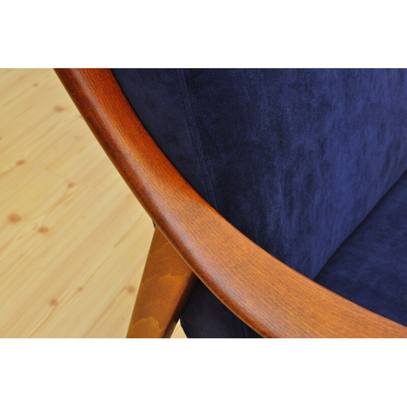 Set of 2 blue armchairs in beechwood