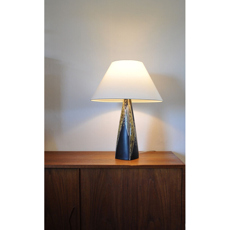 Vintage large ceramic table lamp by Svend Aage Jensen for Søholm