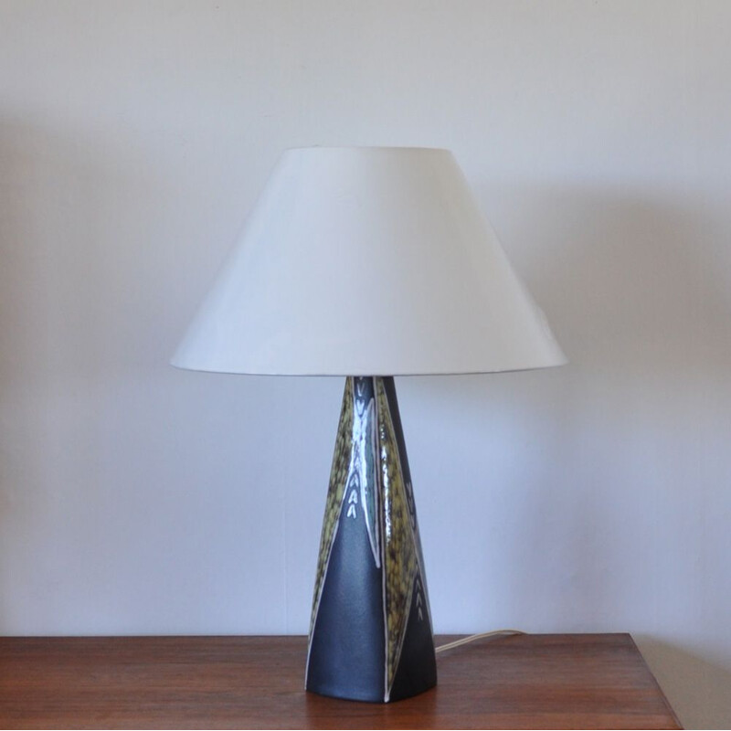 Lampe de table vintage en céramique par Svend Aage Jensen pour Soppo