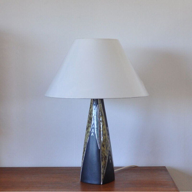 Vintage large ceramic table lamp by Svend Aage Jensen for Søholm