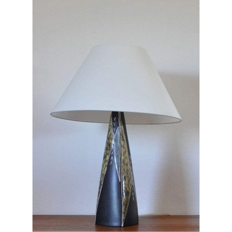 Vintage large ceramic table lamp by Svend Aage Jensen for Søholm