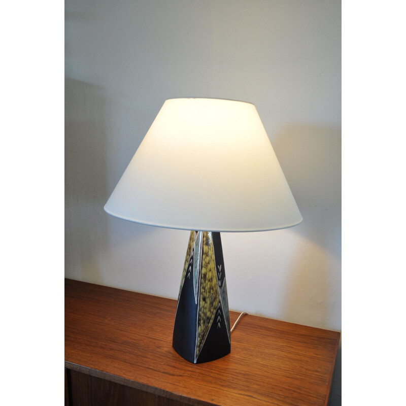 Vintage large ceramic table lamp by Svend Aage Jensen for Søholm