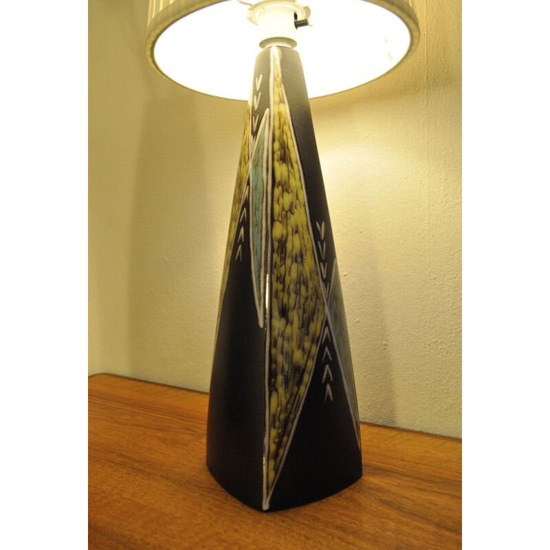 Vintage large ceramic table lamp by Svend Aage Jensen for Søholm