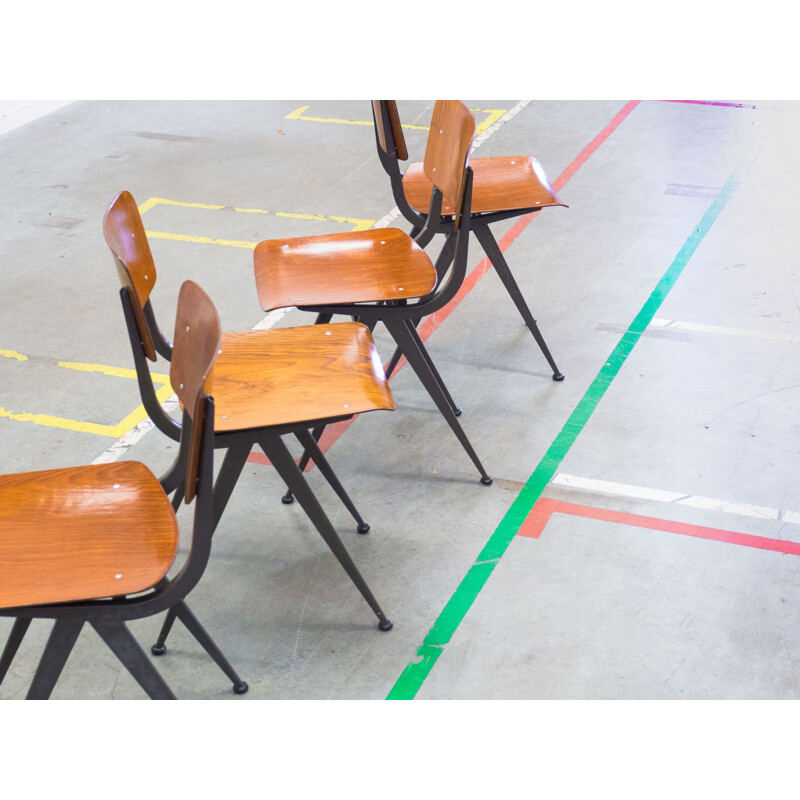 Vintage set of 4 industrial dining chairs