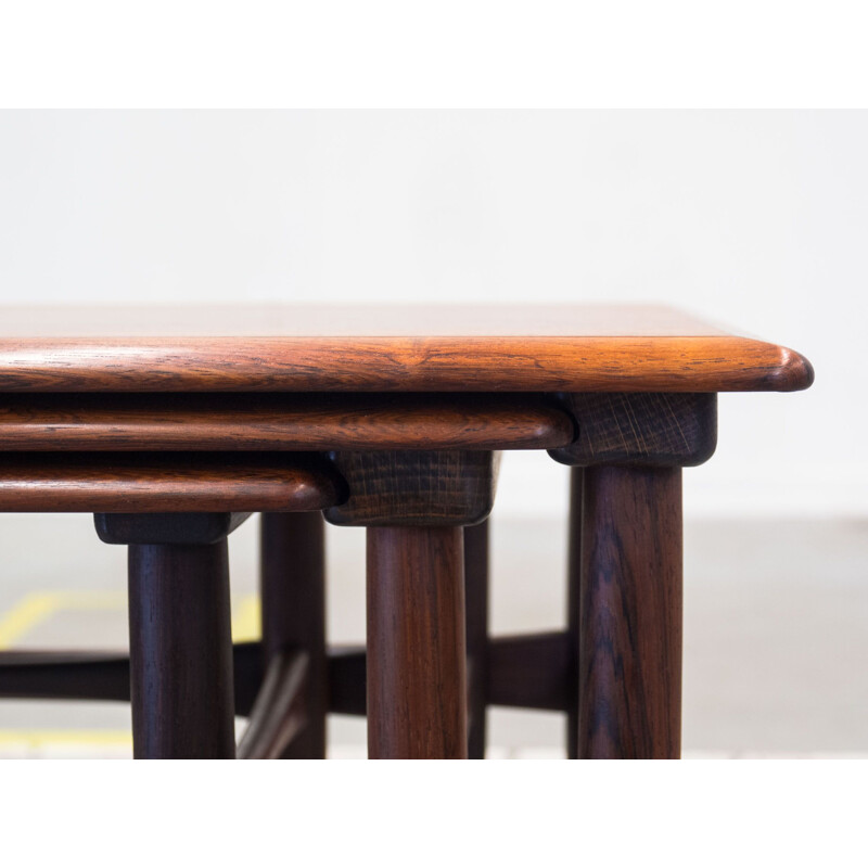 Set of 3 vintage nesting tables in rosewood by Arne Hovmand Olsen