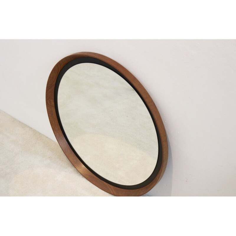 Vintage teak mirror by Uno and Östen Kristiansson for Luxus, Sweden 1950