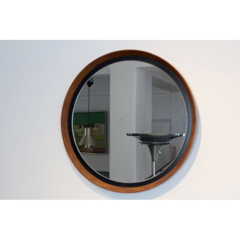 Vintage teak mirror by Uno and Östen Kristiansson for Luxus, Sweden 1950