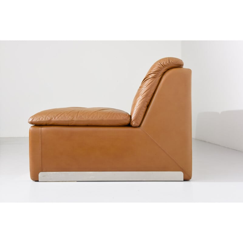 Canapé 3 places en cuir marron, Giovanni OFFREDI - 1960