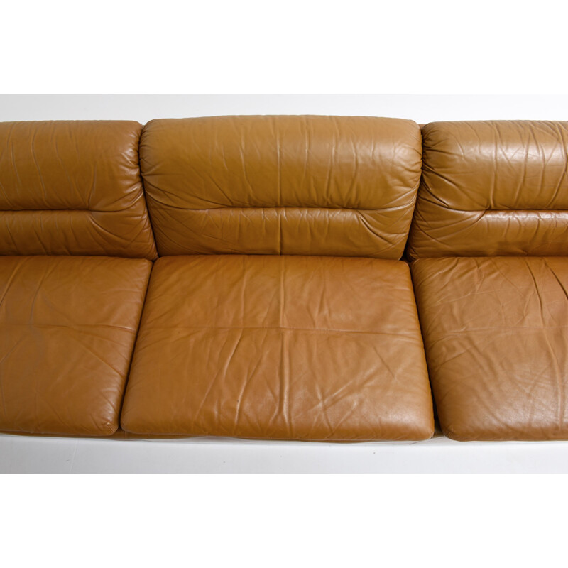 3-seater sofa in brown leather, Giovani OFFREDI - 1960s