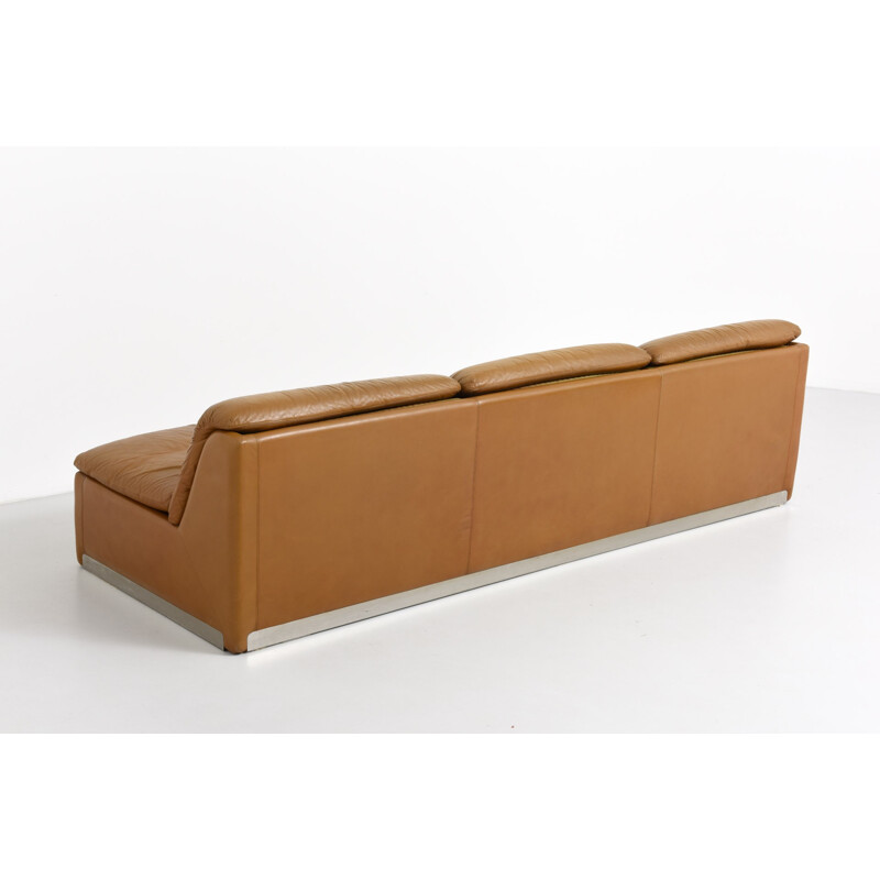 3-seater sofa in brown leather, Giovani OFFREDI - 1960s
