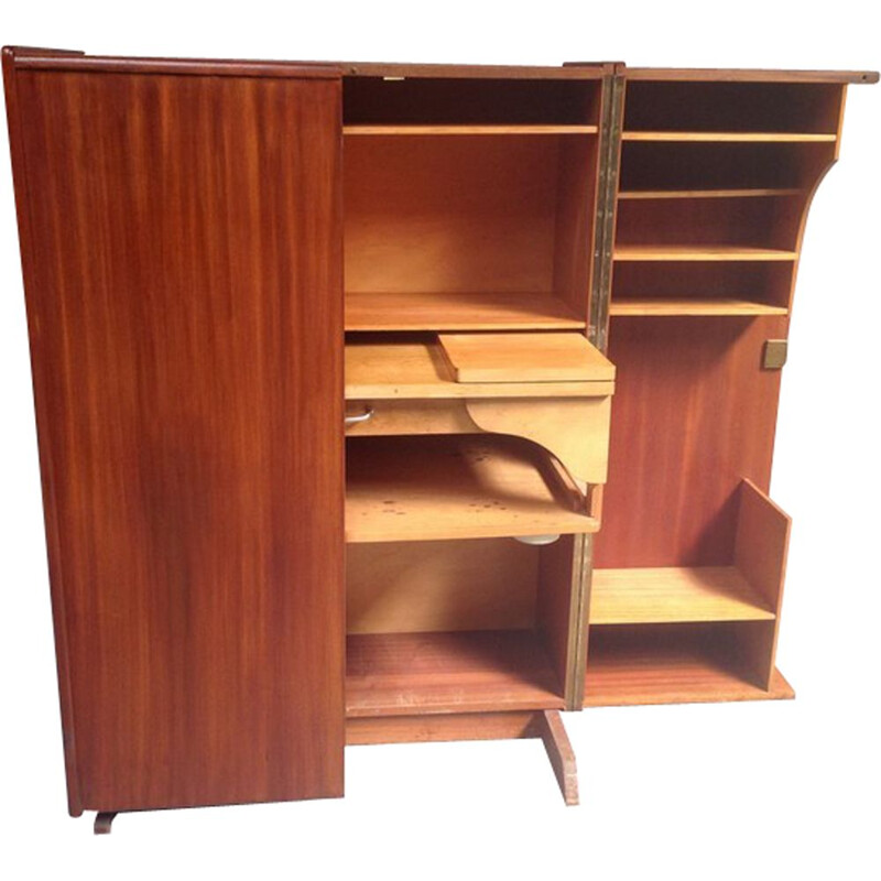 Vintage Box Desk in teak with drawers - 1970s