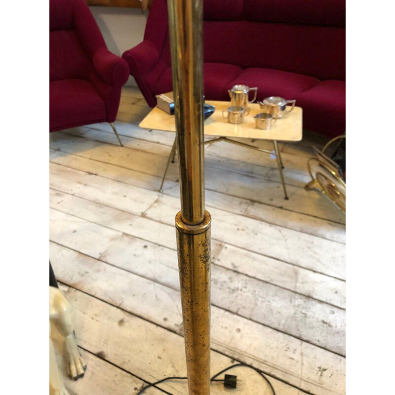 Vintage Italian red floor lamp en laiton