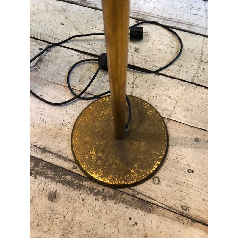 Vintage Italian red floor lamp en laiton