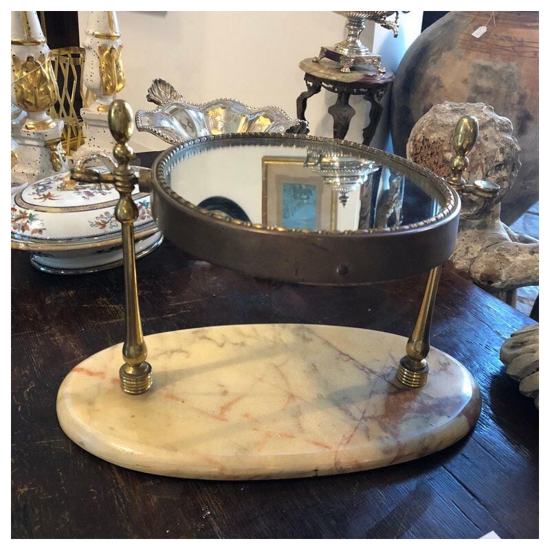 Miroir de table vintage italienne en laiton