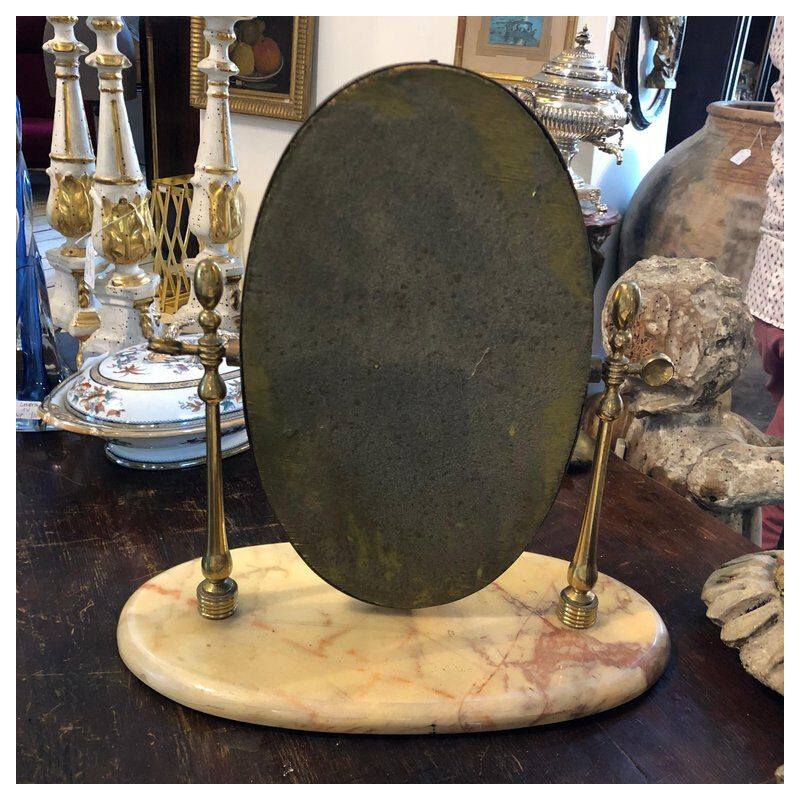 Miroir de table vintage italienne en laiton