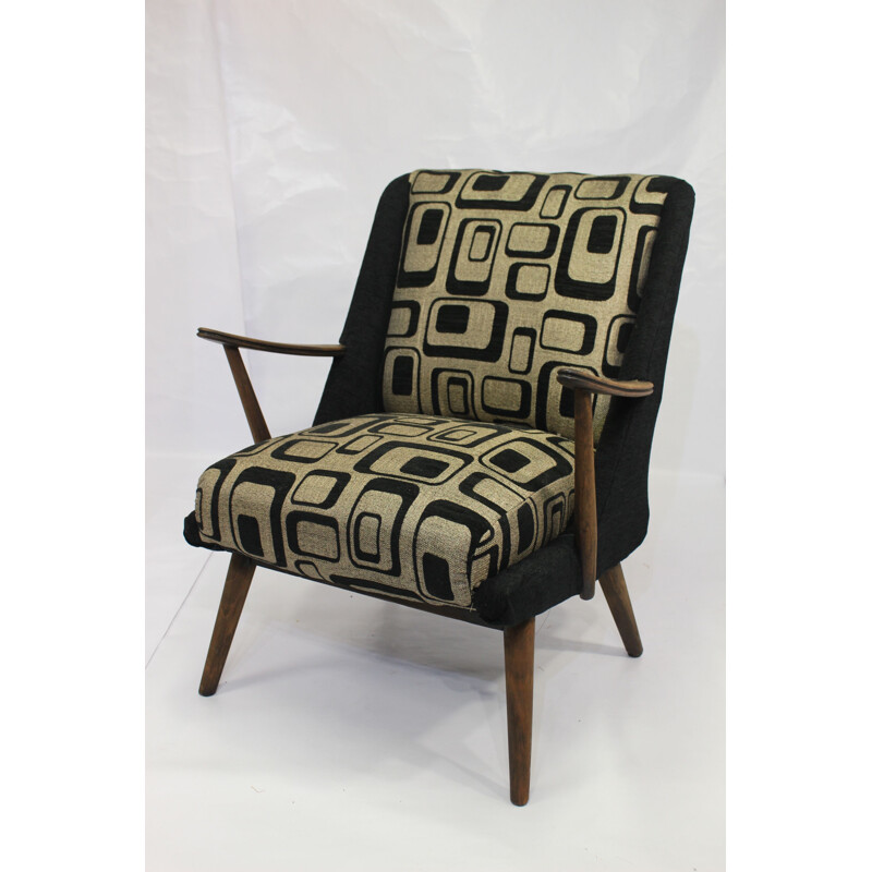 Vintage armchair in geometric fabric
