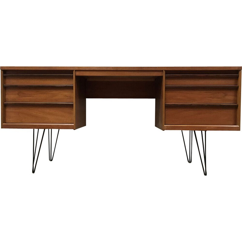 Vintage writing desk in teak with hairpin legs by Austinsuite