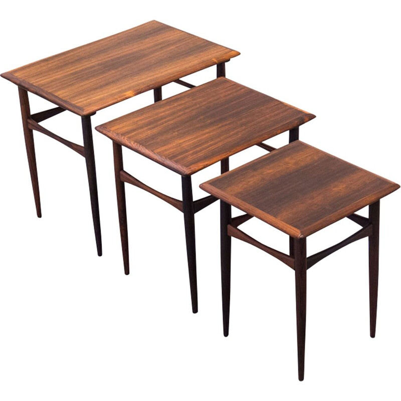 Set of 3 vintage nesting tables in rosewood by Arne Hovmand Olsen