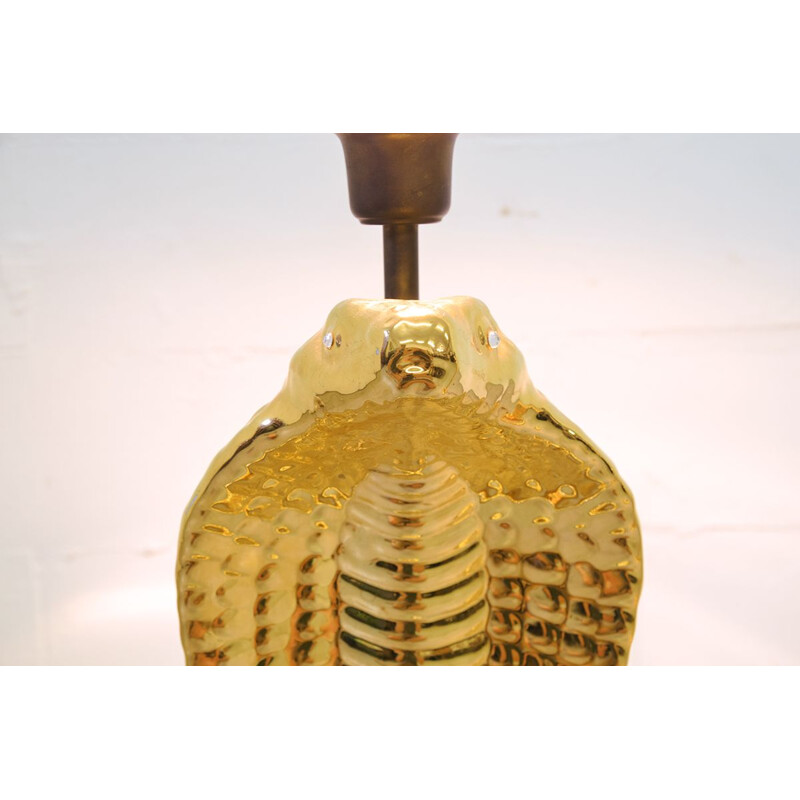 Vintage set of 2 Italian table lamps "Cobra" in ceramic by Tommaso Barbi