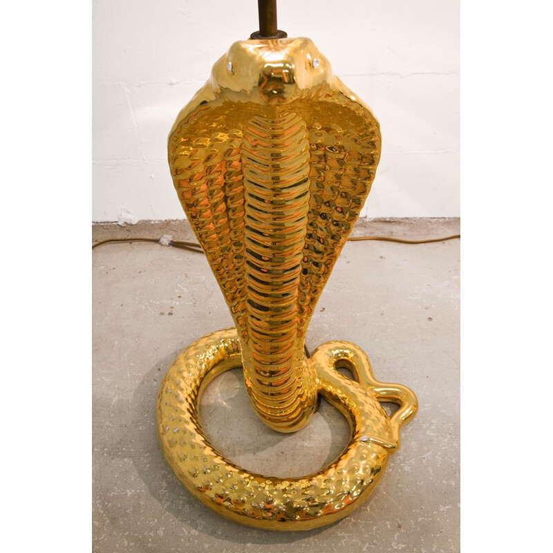 Vintage set of 2 Italian table lamps "Cobra" in ceramic by Tommaso Barbi