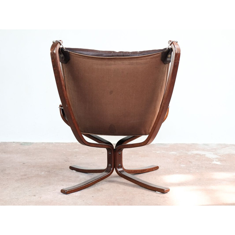 Vintage chair ""Falcon" in brown leather by Sigurd Ressell for Vatne Møbler